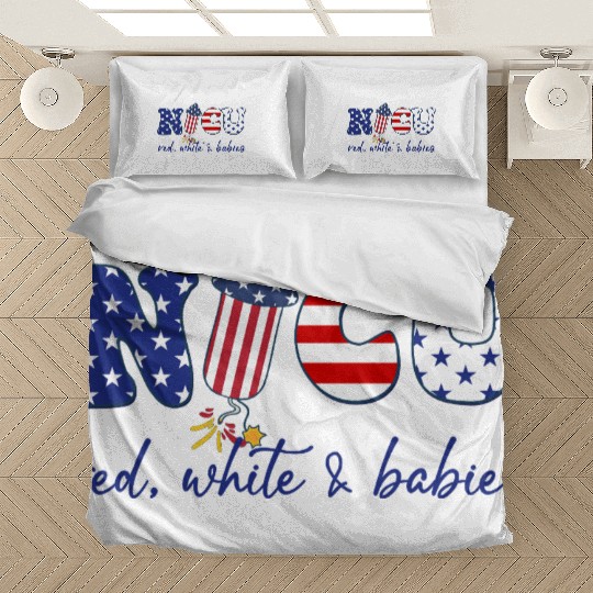NICU Patriotic Red White Babies Bedding Sets