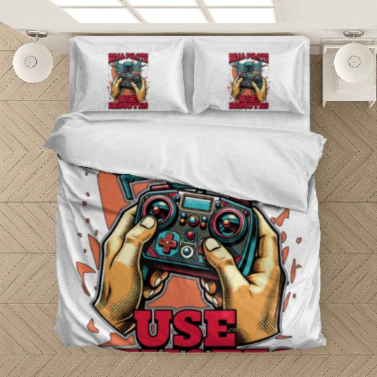 Drone Enthusiast Real Pilots Use Remotes Aviation Bedding Sets