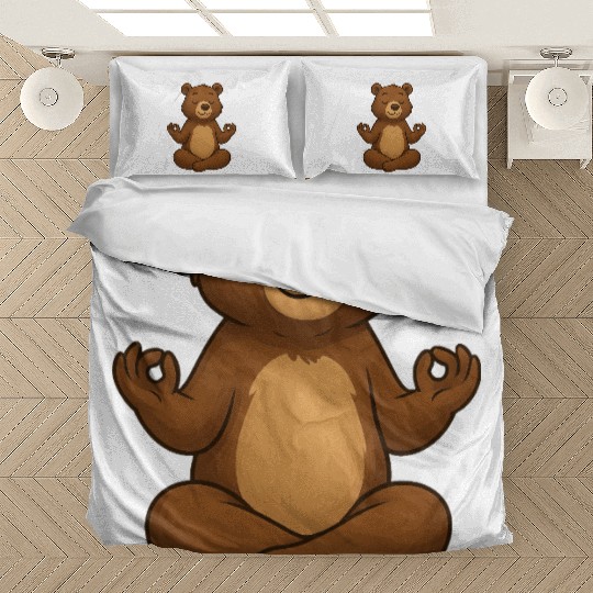 Cute bear yoga relaxation chill meditation relax Bedding Sets