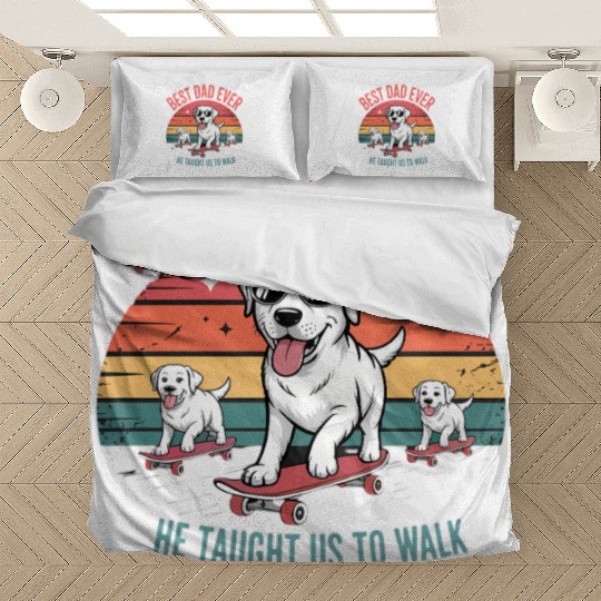 Best Dog Dad Ever Skateboarding Puppy Lover Bedding Sets