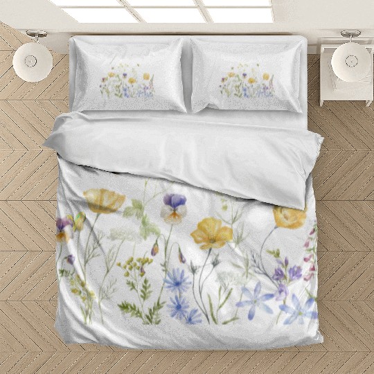 "Wildflower Garden Botanical Illustration - Nature Bedding Sets