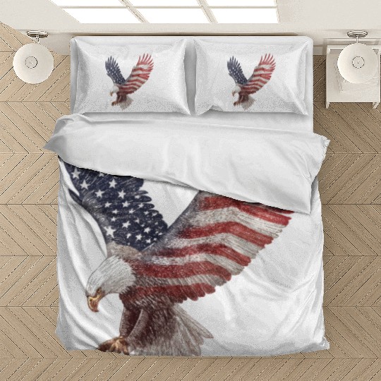 Bald Eagle with the American Flag Forming Wings Bedding Sets