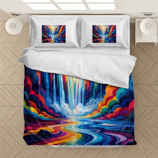Vibrant Rainbow Waterfall & River Bedding Sets