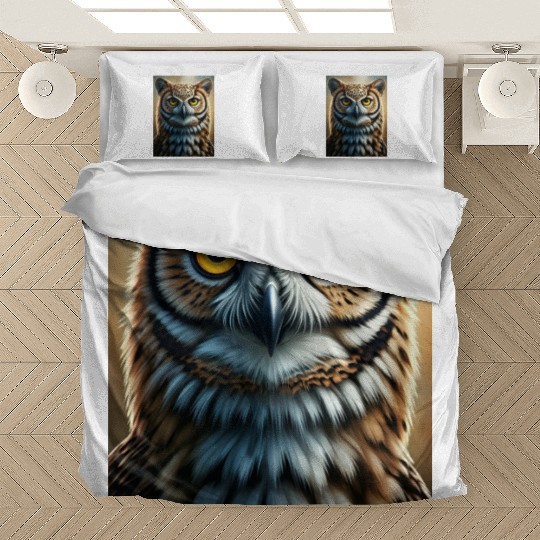 Majestic Owl Portrait Wildlife Wall Art Bedding Sets
