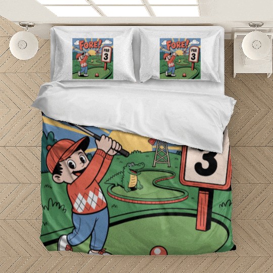 Mini Golf Retro Cartoon on Champion Unisex Bedding Sets