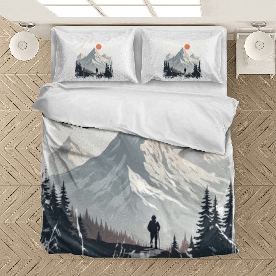 Serene Mountain Wilderness Scene Bedding Sets