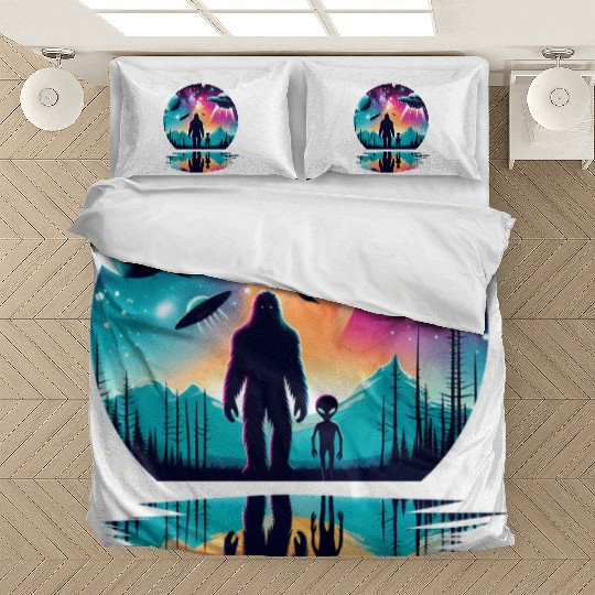 Alien and Bigfoot UFO Bedding Sets