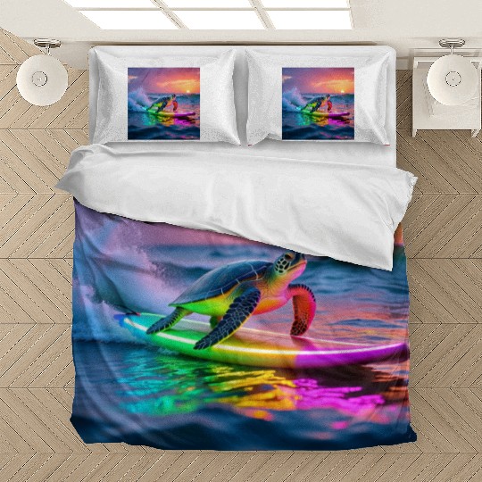 sea turtle design neon turtle Bedding Sets