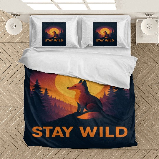 Stay Wild Forest Fox Illustration Bedding Sets