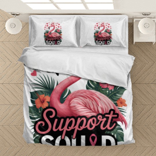 Pink Flamingo Support Squad Design Bedding Sets