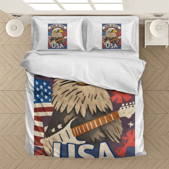 Born in the USA Bald Eagle Rock Guitar Bedding Sets