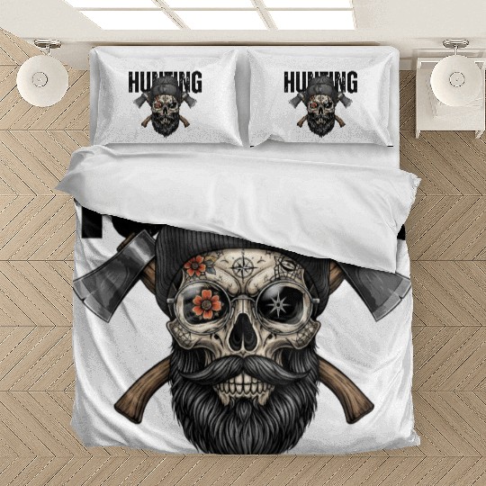 Tattooed Skull with Beanie and Guns Bedding Sets