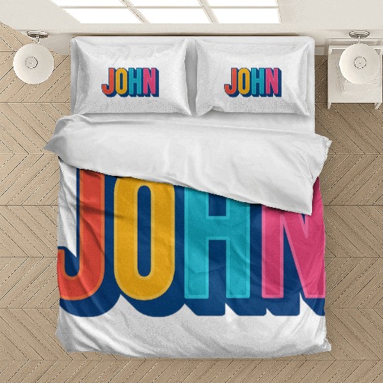 Vibrant Color Block Name Art Bedding Sets