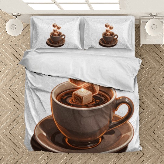 Coffee Cup Sugar Cubes Floating Modern Art Bedding Sets