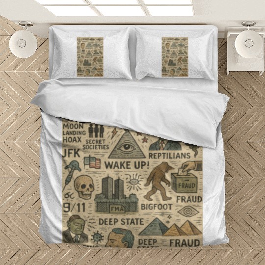 Vintage Conspiracy Theory Icons Bedding Sets
