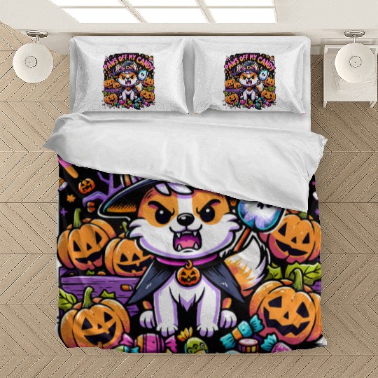 Halloween Welsh Corgi Witch Paws Off My Candy Bedding Sets