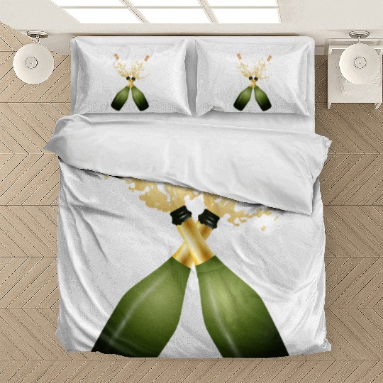 Two Champagne Bottles – for New Year's Eve & Party Bedding Sets