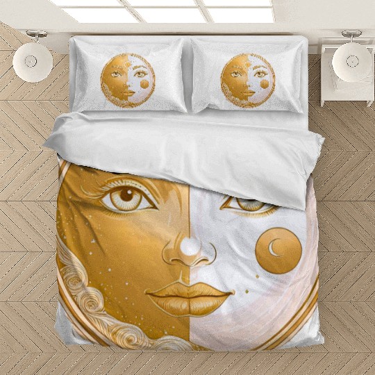 Celestial  Lunar Sun Face Art Bedding Sets