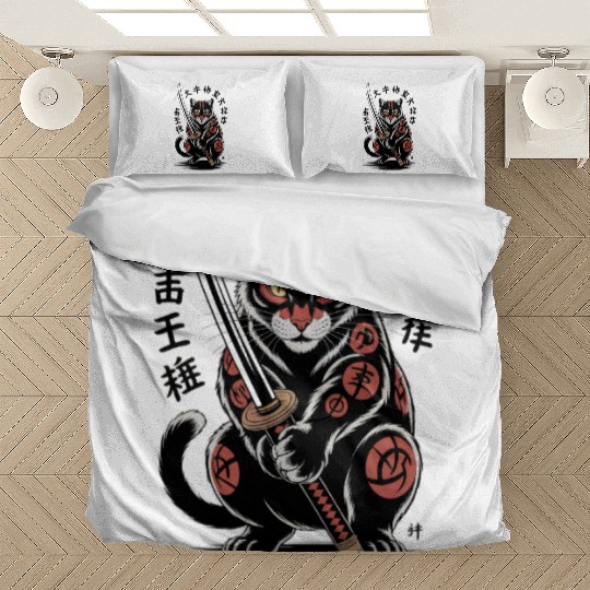 Mythical Japanese Warrior Cat Design Bedding Sets