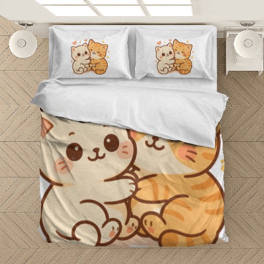 Cute Kittens Embracing Heartwarming Design Bedding Sets