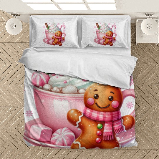 Whimsical Holiday Hot Chocolate Scene Bedding Sets