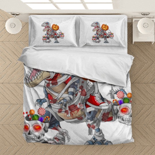 Pumpkin Riding Zombie Mummy Dinosaur Halloween Bedding Sets