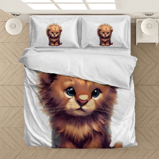 Majestic Lion Cub Illustration Bedding Sets