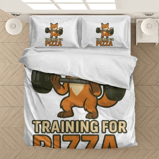 Funny Gym Bedding Sets Training for Pizza Workout Fox