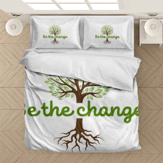 Be the Change Quote with Tree Art Bedding Sets