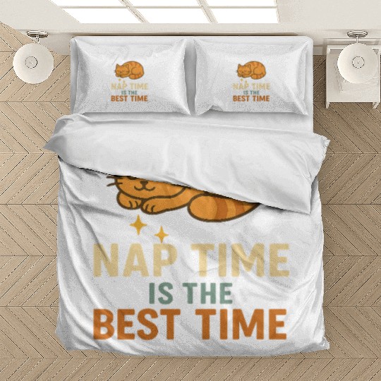 Cute Sleeping Cat Nap Time Design Bedding Sets