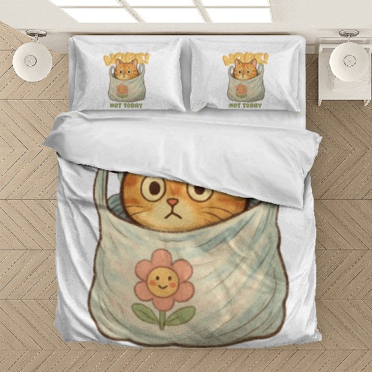 Cute Cat Wrapped in Laundry with Affirmation Bedding Sets