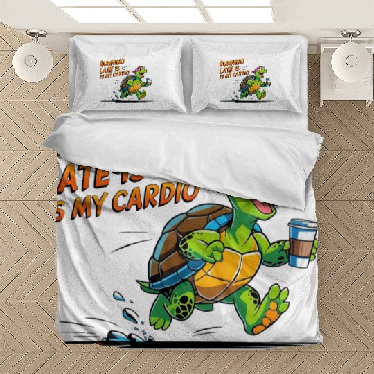 Turtle Running Late with Coffee Bedding Sets