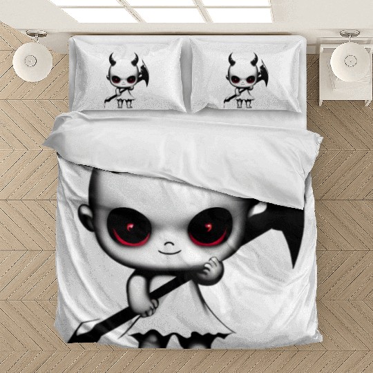 Cute Demon Baby with Horns and Bat Wings Bedding Sets