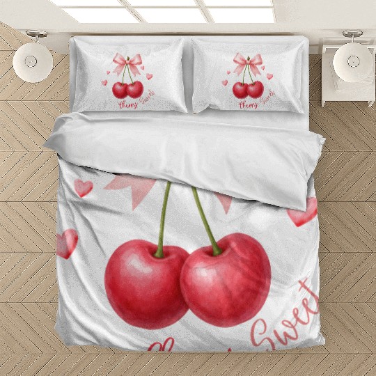 Cherry Heart Bow Design Bedding Sets