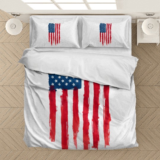 Watercolor American Flag Design Bedding Sets