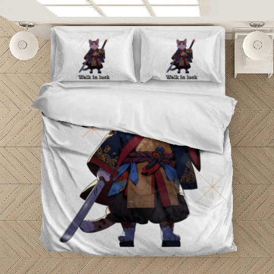 Samurai Cat Illustration for Apparel Bedding Sets