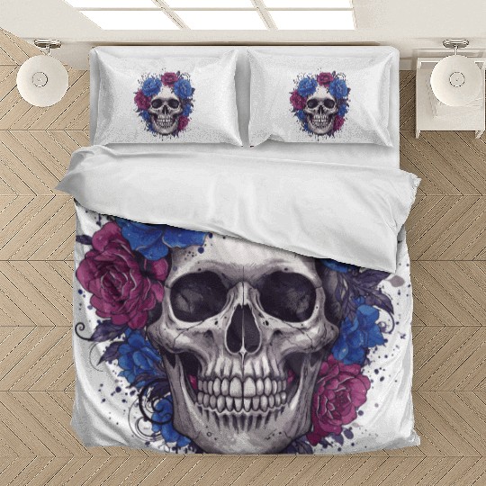 Floral Skull Art Print Bedding Sets