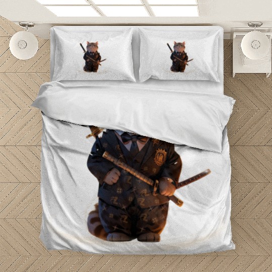 Samurai Cat in Formal Kimono Bedding Sets