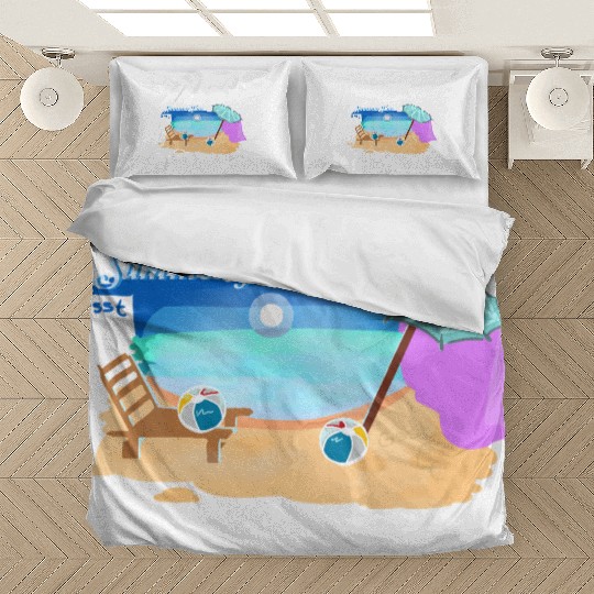 Summer Beach Scene Illustration Bedding Sets