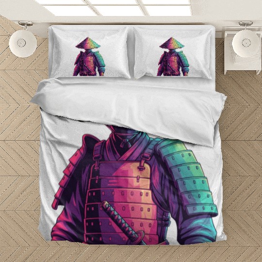 Neon Samurai Warrior Illustration Bedding Sets