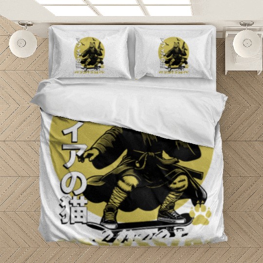 Samurai Cat Martial Arts Illustration Bedding Sets