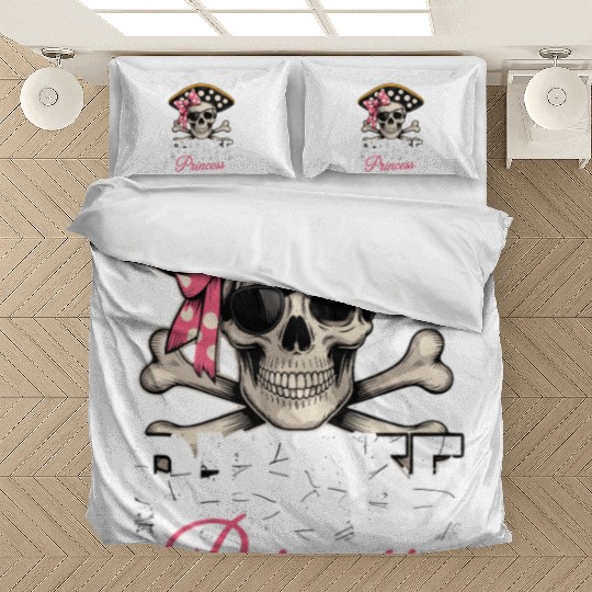 Pirate Princess Skull and Crossbones with Pink Bow Bedding Sets