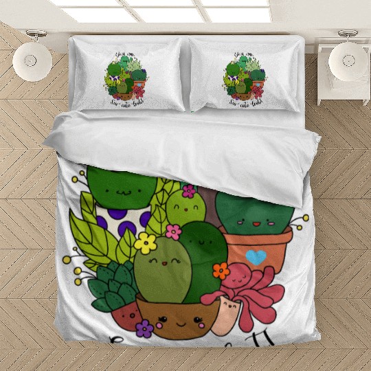 Kawaii Succulent Garden Illustration Bedding Sets