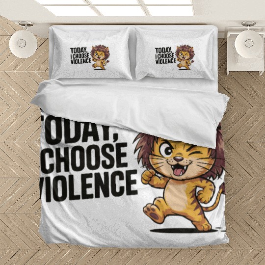 Cute Cartoon Lion with Bold Slogan Bedding Sets