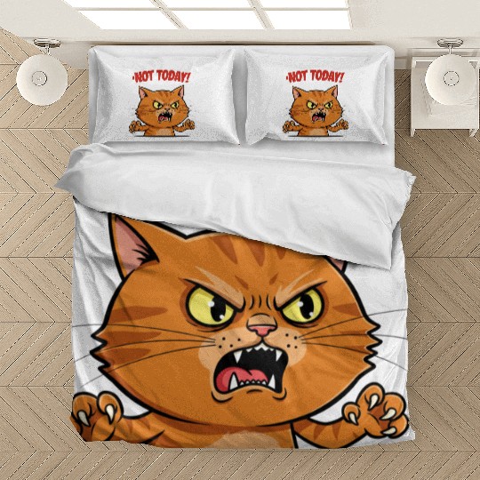 Not Today Angry Cat Bedding Sets | Funny Grumpy Cat Mem