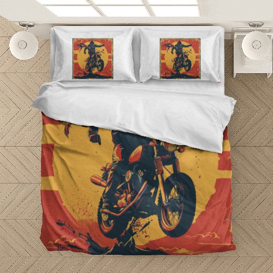 Heroic Motorcycle Rider Artwork Bedding Sets