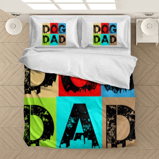 Dog Dad – Colorful Retro Pet Lover Design Bedding Sets