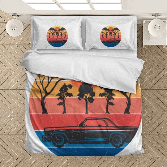 Retro Sunset Car Scene Design Bedding Sets