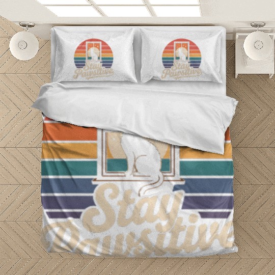 Stay Pawsitive Retro Cat Window Starry Night Bedding Sets