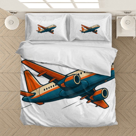 Vivid Flight Path Airplane Design Bedding Sets